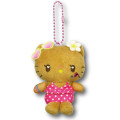 Japan Sanrio Petit Mini Mascot Holder - Hello Kitty : Heart Eyes Summer Tan Sunburned Swimsuit Gal - 1