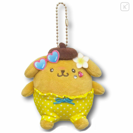 Japan Sanrio Petit Mini Mascot Holder - Pompompurin : Heart Eyes Summer Tan Sunburned Swimsuit Gal - 1