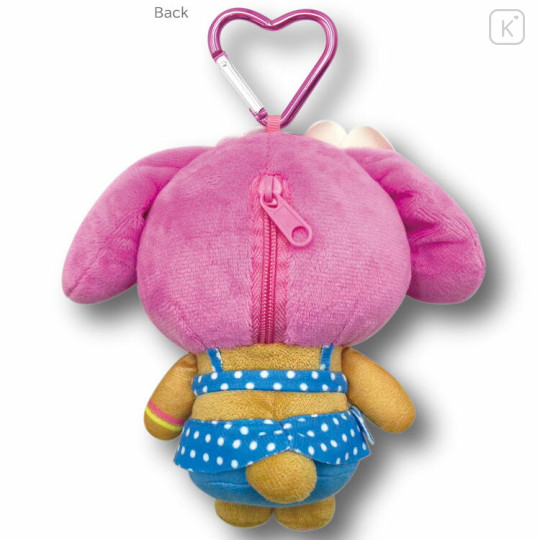 Japan Sanrio Mini Plush Pouch with Carabiner - My Melody & Usahana : Heart Eyes Summer Tan Sunburned Swimsuit Gal - 2