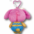 Japan Sanrio Mini Plush Pouch with Carabiner - My Melody & Usahana : Heart Eyes Summer Tan Sunburned Swimsuit Gal - 2