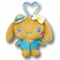Japan Sanrio Mini Plush Pouch with Carabiner - Cinnamoroll : Heart Eyes Summer Tan Sunburned Swimsuit Gal - 1