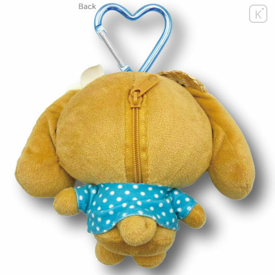 Japan Sanrio Mini Plush Pouch with Carabiner - Cinnamoroll : Heart Eyes Summer Tan Sunburned Swimsuit Gal - 2