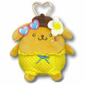 Japan Sanrio Mini Plush Pouch with Carabiner - Pompompurin : Heart Eyes Summer Tan Sunburned Swimsuit Gal - 1
