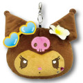 Japan Sanrio Face Pass Case Coin Case with Reel - Kuromi : Heart Eyes Summer Tan Sunburned Swimsuit Gal - 1