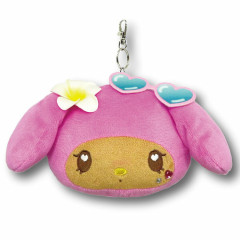 Japan Sanrio Face Pass Case Coin Case with Reel - My Melody : Heart Eyes Summer Tan Sunburned Swimsuit Gal