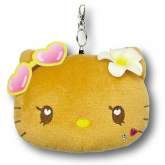 Japan Sanrio Face Pass Case Coin Case with Reel - Hello Kitty : Heart Eyes Summer Tan Sunburned Swimsuit Gal