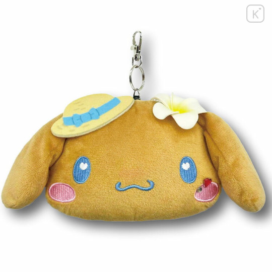 Japan Sanrio Face Pass Case Coin Case with Reel - Cinnamoroll : Heart Eyes Summer Tan Sunburned Swimsuit Gal - 1