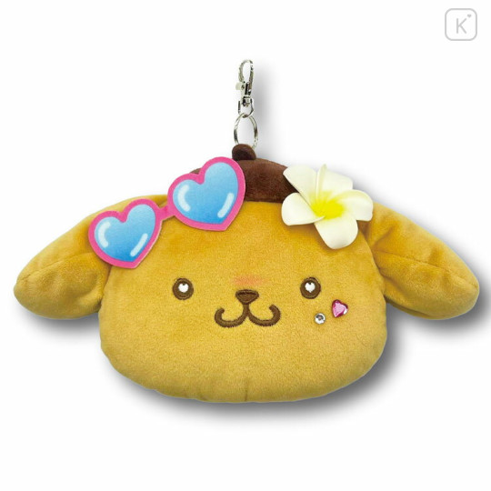 Japan Sanrio Face Pass Case Coin Case with Reel - Pompompurin : Heart Eyes Summer Tan Sunburned Swimsuit Gal - 1