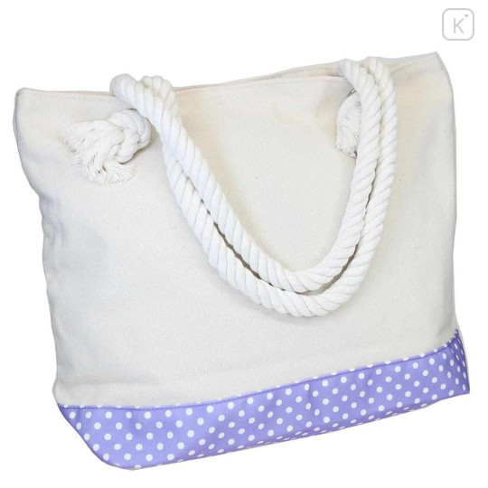 Japan Sanrio Canvas Rope Handle Tote Bag - Kuromi : Heart Eyes Summer Tan Sunburned Swimsuit Gal - 2