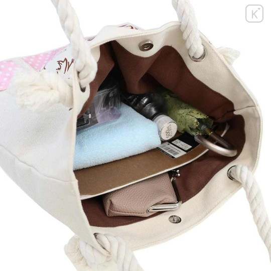 Japan Sanrio Canvas Rope Handle Tote Bag - My Melody : Heart Eyes Summer Tan Sunburned Swimsuit Gal - 3