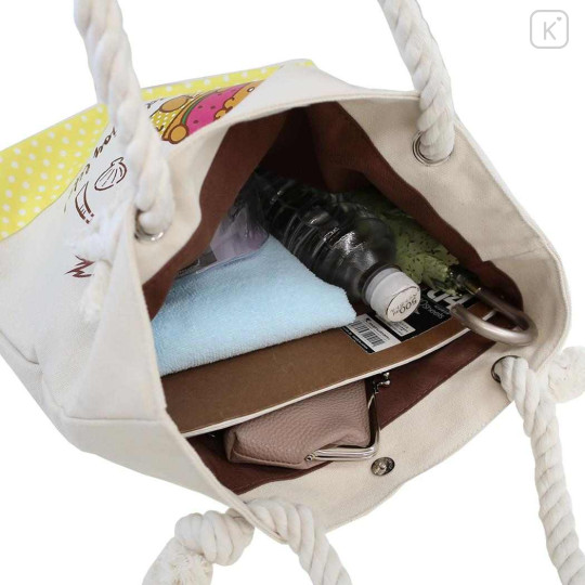 Japan Sanrio Canvas Rope Handle Tote Bag - Pompompurin : Heart Eyes Summer Tan Sunburned Swimsuit Gal - 3