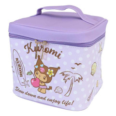 Japan Sanrio Vanity Pouch with Mirror - Kuromi : Heart Eyes Summer Tan Sunburned Swimsuit Gal