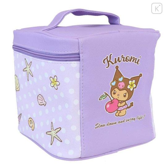 Japan Sanrio Vanity Pouch with Mirror - Kuromi : Heart Eyes Summer Tan Sunburned Swimsuit Gal - 2