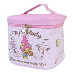 Japan Sanrio Vanity Pouch with Mirror - My Melody : Heart Eyes Summer Tan Sunburned Swimsuit Gal