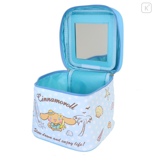 Japan Sanrio Vanity Pouch with Mirror - Cinnamoroll : Heart Eyes Summer Tan Sunburned Swimsuit Gal - 3