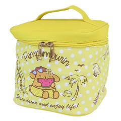 Japan Sanrio Vanity Pouch with Mirror - Pompompurin : Heart Eyes Summer Tan Sunburned Swimsuit Gal