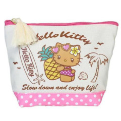 Japan Sanrio Cosmetic Pouch - Hello Kitty : Heart Eyes Summer Tan Sunburned Swimsuit Gal