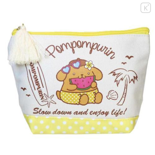 Japan Sanrio Cosmetic Pouch - Pompompurin : Heart Eyes Summer Tan Sunburned Swimsuit Gal - 1