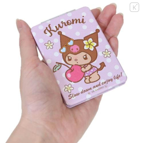 Japan Sanrio 2-sided Compact Mirror - Kuromi : Heart Eyes Summer Tan Sunburned Swimsuit Gal - 2