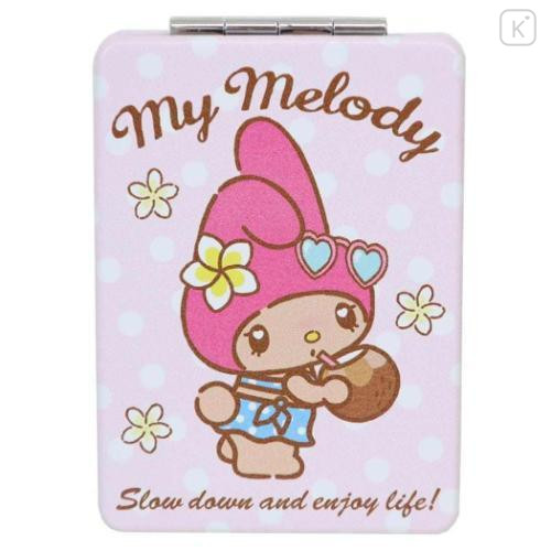 Japan Sanrio 2-sided Compact Mirror - My Melody : Heart Eyes Summer Tan Sunburned Swimsuit Gal - 1
