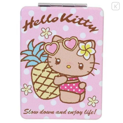 Japan Sanrio 2-sided Compact Mirror - Hello Kitty : Heart Eyes Summer Tan Sunburned Swimsuit Gal - 1