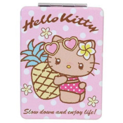 Japan Sanrio 2-sided Compact Mirror - Hello Kitty : Heart Eyes Summer Tan Sunburned Swimsuit Gal