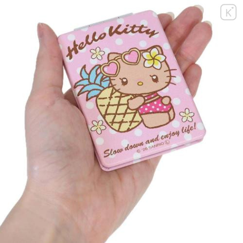 Japan Sanrio 2-sided Compact Mirror - Hello Kitty : Heart Eyes Summer Tan Sunburned Swimsuit Gal - 2