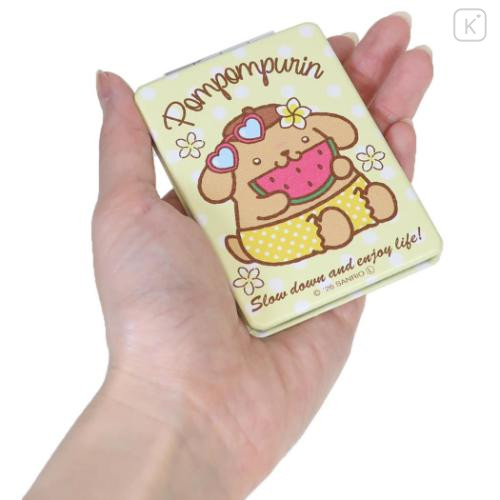 Japan Sanrio 2-sided Compact Mirror - Pompompurin : Heart Eyes Summer Tan Sunburned Swimsuit Gal - 2