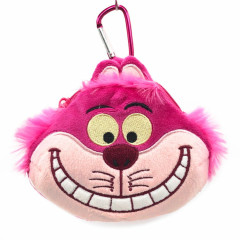 Japan Disney Face-shaped Pouch with Carabiner - Cheshire Cat