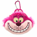 Japan Disney Face-shaped Pouch with Carabiner - Cheshire Cat - 1