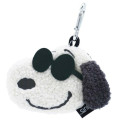 Japan Peanuts Face-shaped Pouch with Carabiner - Snoopy : Joe Cool - 1