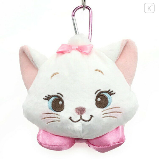 Japan Disney Face-shaped Pouch with Carabiner - Marie - 1