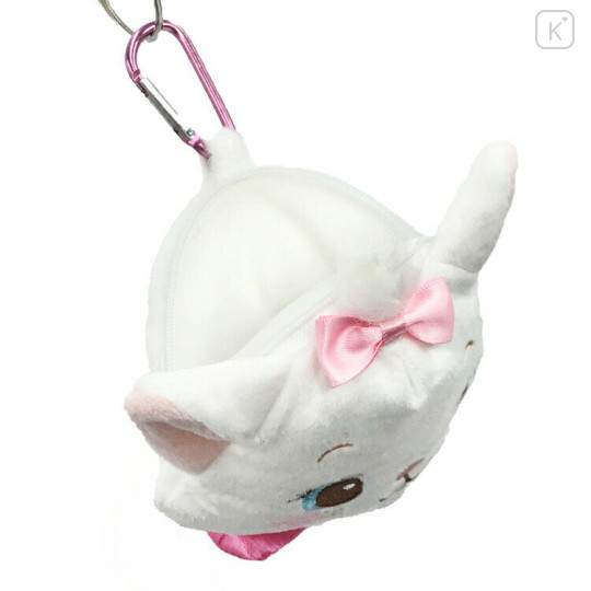 Japan Disney Face-shaped Pouch with Carabiner - Marie - 3