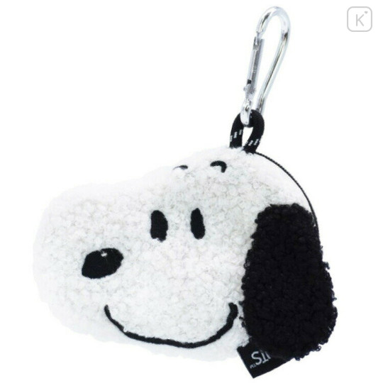 Japan Peanuts Face-shaped Pouch with Carabiner - Snoopy - 1