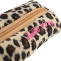 Japan Sanrio Fluffy Plush Pen Case - Hello Kitty : Tan Sunburned Sunglasses Leopard - 4