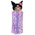 Japan Sanrio Fluffy Plush Pen Case - Kuromi : Tan Sunburned Leopard - 1