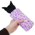 Japan Sanrio Fluffy Plush Pen Case - Kuromi : Tan Sunburned Leopard - 2