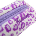 Japan Sanrio Fluffy Plush Pen Case - Kuromi : Tan Sunburned Leopard - 4