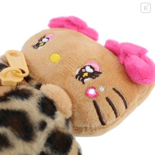 Japan Sanrio Fluffy Plush Pen Case - Hello Kitty : Tan Sunburned Leopard Heart Eyes Gal - 5