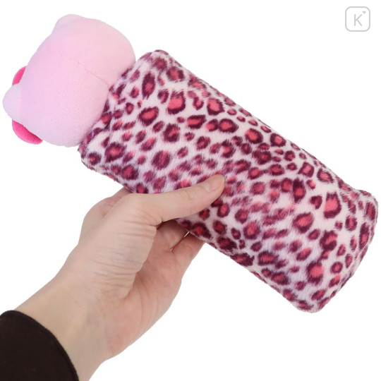 Japan Sanrio Fluffy Plush Pen Case - Hello Kitty : Leopard Pink - 2