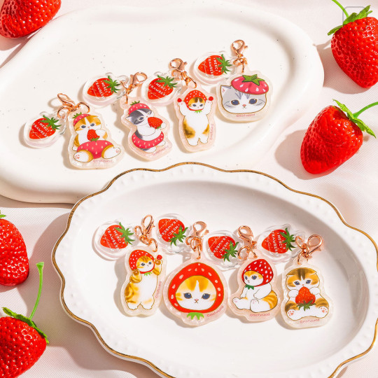 Japan Mofusand Mini Acrylic Charm Box Set - Mofusand Merci Strawberry Fruit Cat - 2
