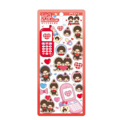 Japan Monchhichi Heisei Happy Phone Sticker - Monchhichi-chan & Monchhichi-kun