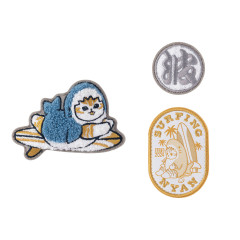 Japan Mofusand Sagara Embroidery Patch Badge Set - Board Shark! Wave