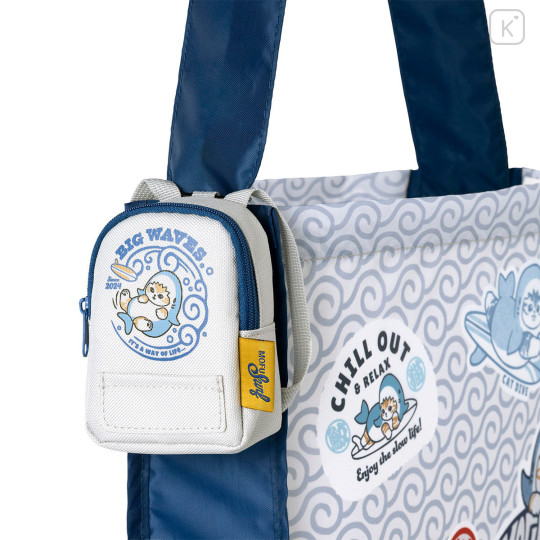 Japan Mofusand Eco Bag in Mini Backpack Pouch - Board Shark! White - 8