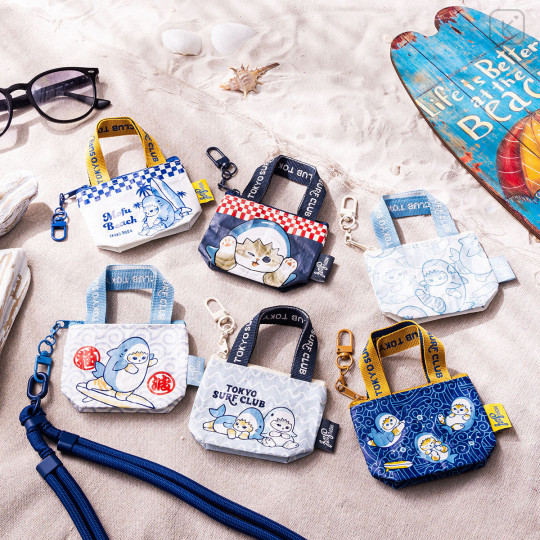 Japan Mofusand Mini Bag Keychain - Board Shark! Shark Cat and Whale Shark Cat - 2