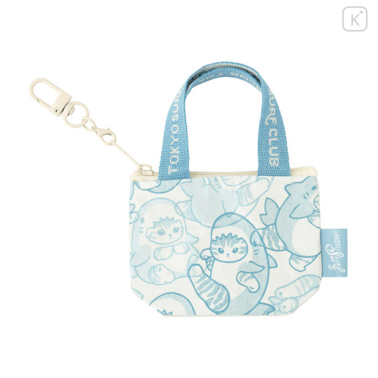 Japan Mofusand Mini Bag Keychain - Board Shark! All-over Print of Shark Cats - 1