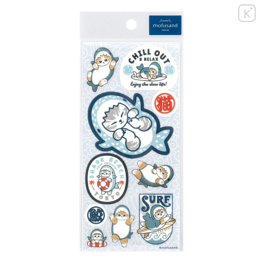 Japan Mofusand Clear Sticker - Board Shark! Blue - 1