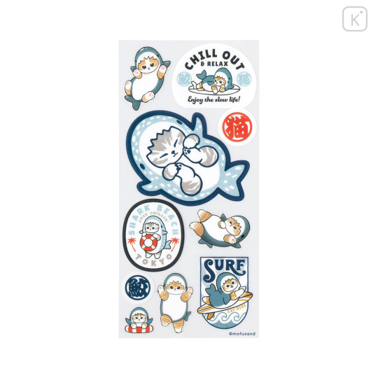 Japan Mofusand Clear Sticker - Board Shark! Blue - 2