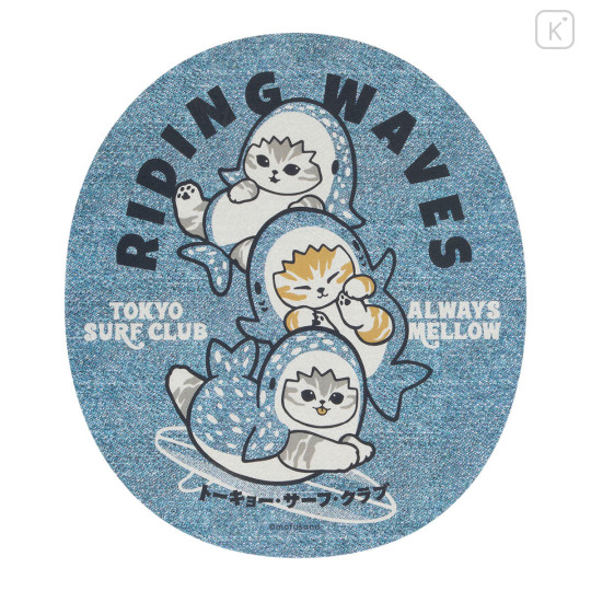 Japan Mofusand Large-size Sticker - Board Shark! Riding Waves - 1