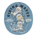 Japan Mofusand Large-size Sticker - Board Shark! Riding Waves - 1